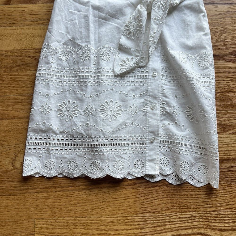 Veronica Beard Bettina White Eyelet Minidress Short Sleeve Button Dress Sz 2 - Picture 5 of 10